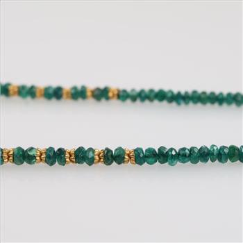 916 Gold Emerald Beaded Necklace -Evaluated By Our Certified Gemologist-AGS/GIA