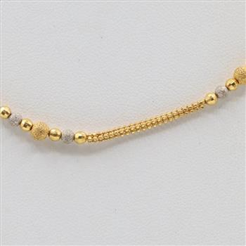916 Gold Two-Tone Beaded Box Necklace