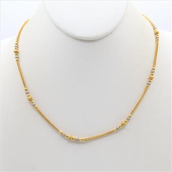 916 Gold Two-Tone Beaded Box Necklace