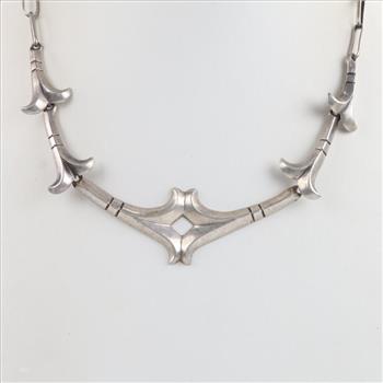 .940 Silver Sandcast Squash Blossom Necklace