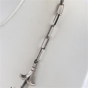 .940 Silver Sandcast Squash Blossom Necklace