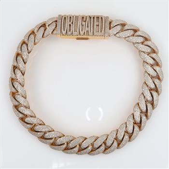 94.34ctTW Diamond 14kt Gold Curb Link Chain Necklace - Evaluated By Our Certified Gemologist-AGS/GIA