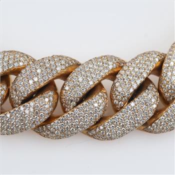 94.34ctTW Diamond 14kt Gold Curb Link Chain Necklace - Evaluated By Our Certified Gemologist-AGS/GIA