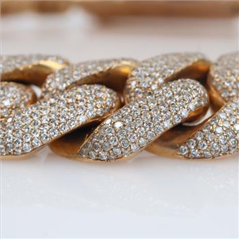 94.34ctTW Diamond 14kt Gold Curb Link Chain Necklace - Evaluated By Our Certified Gemologist-AGS/GIA