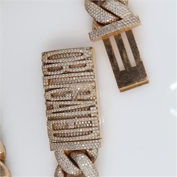 94.34ctTW Diamond 14kt Gold Curb Link Chain Necklace - Evaluated By Our Certified Gemologist-AGS/GIA