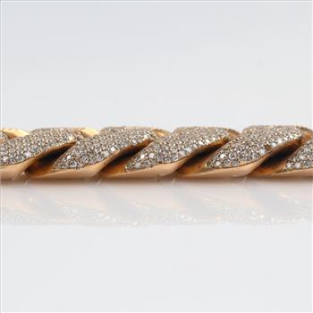 94.34ctTW Diamond 14kt Gold Curb Link Chain Necklace - Evaluated By Our Certified Gemologist-AGS/GIA