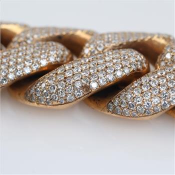 94.34ctTW Diamond 14kt Gold Curb Link Chain Necklace - Evaluated By Our Certified Gemologist-AGS/GIA