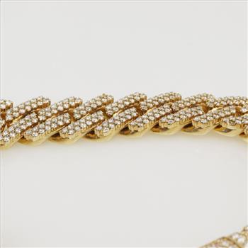 9.49ctTW Diamond 14kt Gold Curb Link Bracelet-Evaluated By Our Certified Gemologist-AGS/GIA