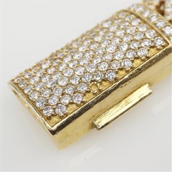 9.49ctTW Diamond 14kt Gold Curb Link Bracelet-Evaluated By Our Certified Gemologist-AGS/GIA