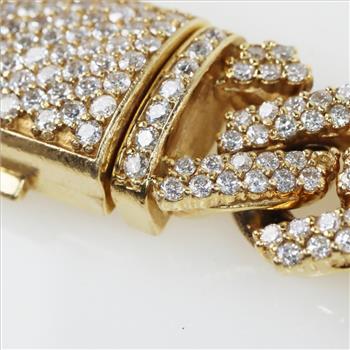 9.49ctTW Diamond 14kt Gold Curb Link Bracelet-Evaluated By Our Certified Gemologist-AGS/GIA