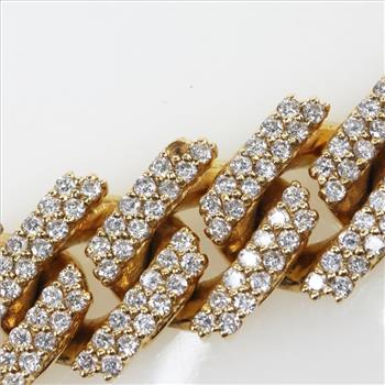 9.49ctTW Diamond 14kt Gold Curb Link Bracelet-Evaluated By Our Certified Gemologist-AGS/GIA