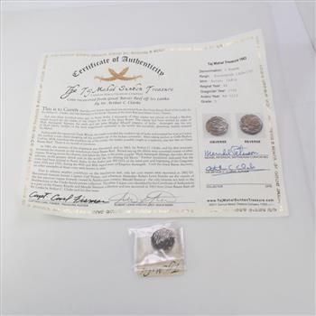 .963 Silver Rupee Shipwreck Coin With COA Taj Mahal Sunken Treasure