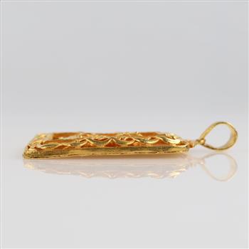 995 Gold Rope Edge Rasied Lion Design Pendant-Evaluated By Our Certified Gemologist-AGS/GIA