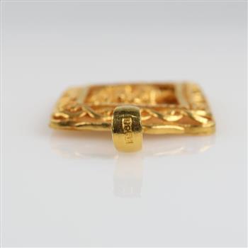 995 Gold Rope Edge Rasied Lion Design Pendant-Evaluated By Our Certified Gemologist-AGS/GIA