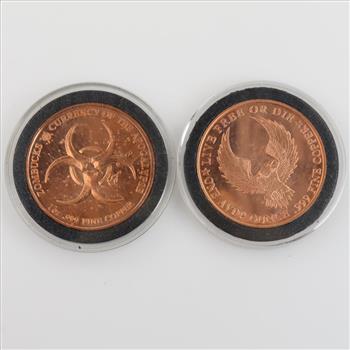 .999 Copper Rounds, 2 Pieces