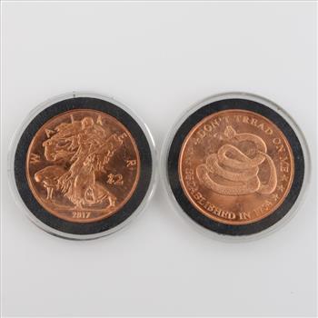 .999 Copper Rounds, 2 Pieces