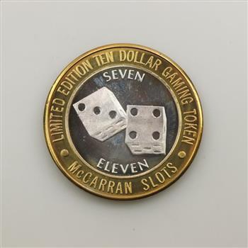 .999 Silver And Brass McCarran Slots Gaming Token