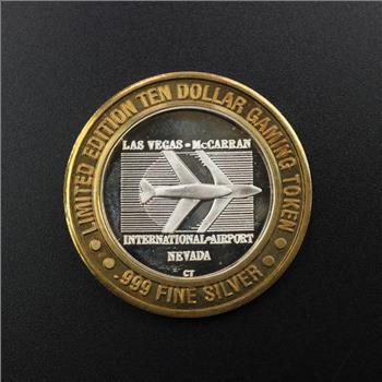 .999 Silver And Brass McCarran Slots Gaming Token
