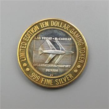.999 Silver And Brass McCarran Slots Gaming Token