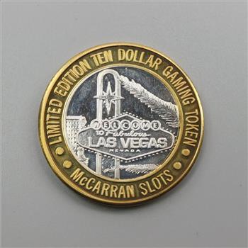.999 Silver And Brass McCarran Slots Gaming Token