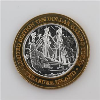 .999 Silver And Brass Treasure Island Gaming Token