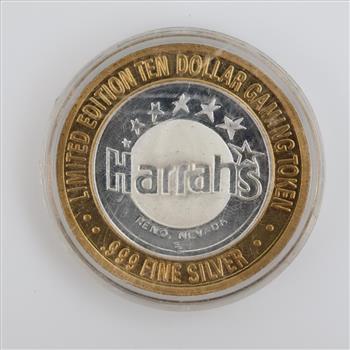 .999 Silver & Brass Harrah's Gaming Token