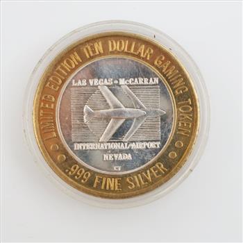 .999 Silver & Brass McCarran Slots Gaming Token