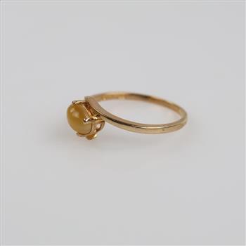 9kt Gold 2 Tone Caramel Brown White Stone Ring