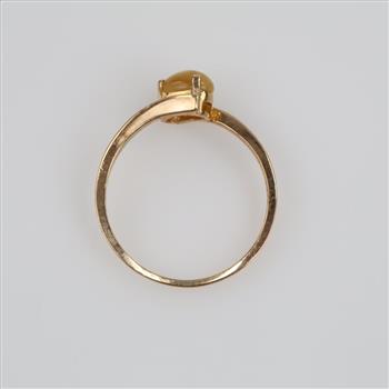 9kt Gold 2 Tone Caramel Brown White Stone Ring