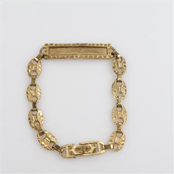9kt Gold Anchor Chain Name Plate Bracelet
