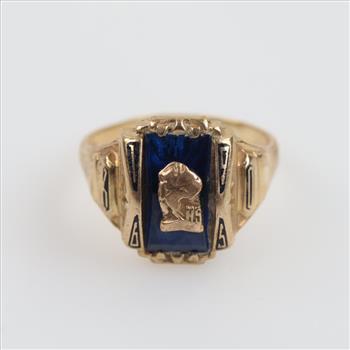 9kt Gold Blue Stone Class Ring