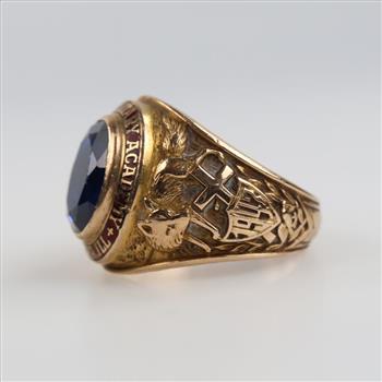 9kt Gold Blue Stone Military Class Ring
