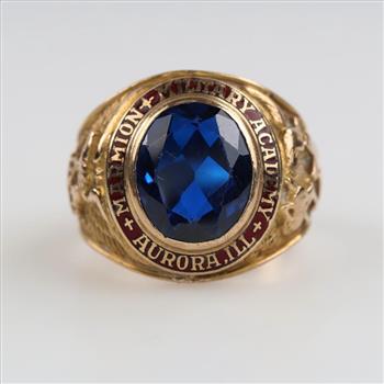 9kt Gold Blue Stone Military Class Ring