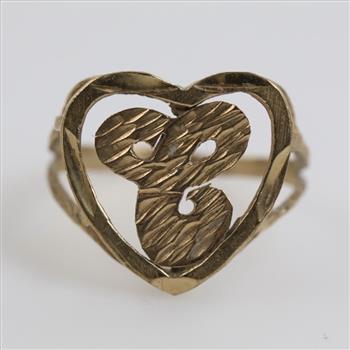 9kt Gold C Initial Ring