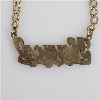 9kt Gold Chain Name Pendant Necklace