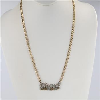 9kt Gold Chain Name Pendant Necklace