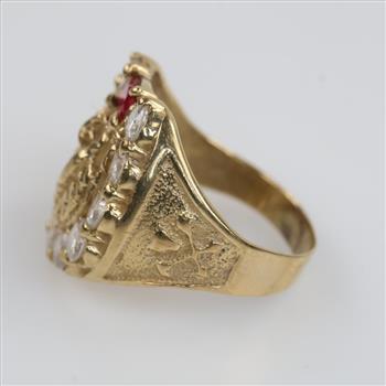 9kt Gold Clear Stone Pink Stone Ring