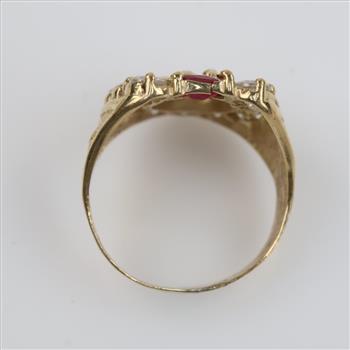 9kt Gold Clear Stone Pink Stone Ring