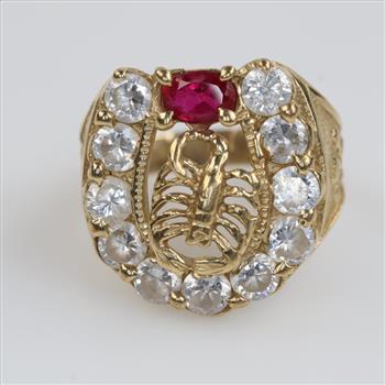 9kt Gold Clear Stone Pink Stone Ring