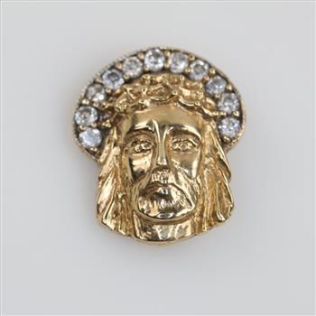 9kt Gold Clear Stone Religious Earring