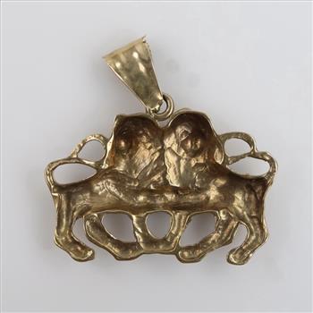 9kt Gold Double Lion Pendant