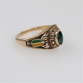 9kt Gold Green Stone Class Ring