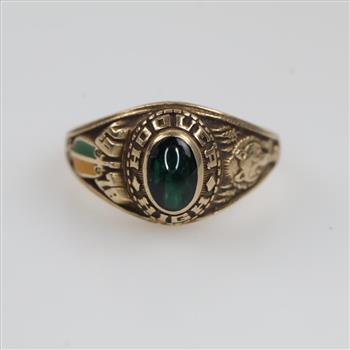 9kt Gold Green Stone Class Ring
