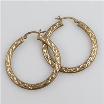 9kt Gold Hollow Hoop Earrings