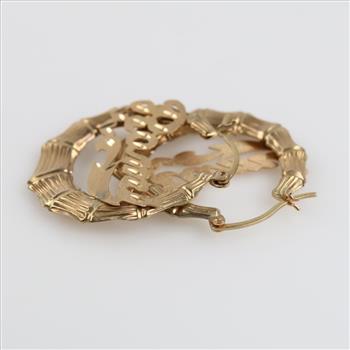 9kt Gold Hollow Hoop Name Plate Earrings