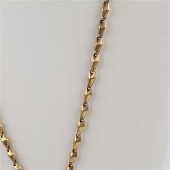 9kt Gold Hollow Link Necklace 3.06ctTW CZ Pendant-Evaluated By Certified Gemologist-AGS/GIA