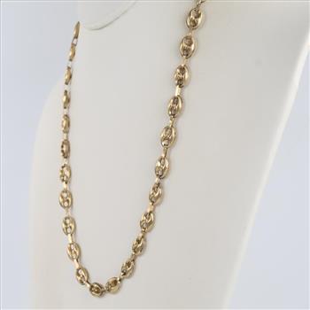 9kt Gold Hollow Puffy Mariner Link Chain Necklace