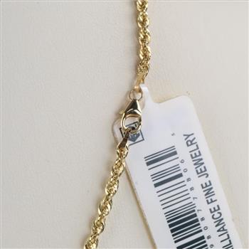9kt Gold Hollow Rope Link Necklace