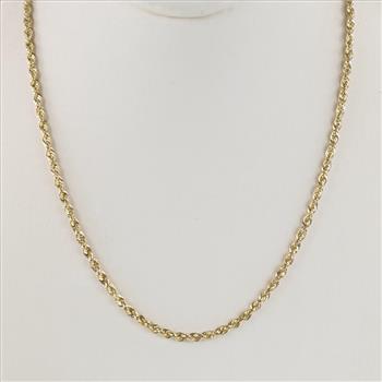 9kt Gold Hollow Rope Link Necklace