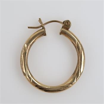 9kt Gold Hollow Single Hoop Earring